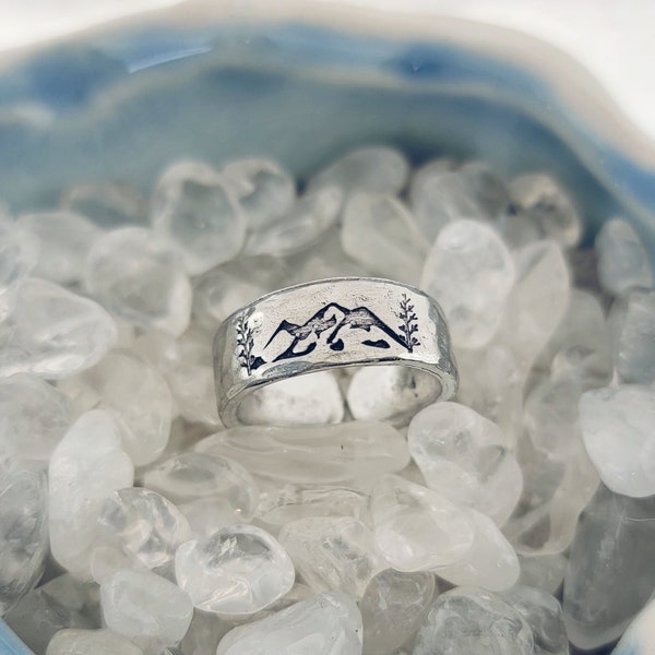 Mountain Toe Ring Summer Jewelry Cute Toe Ring Hypoallergenic Non Tarnish Adjustable Hand Stamped Custom made Jewelry for Summer Vacation