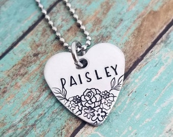 Personalized Little Girl Name Necklace Name Jewelry Gift Little Girl Birthday Gift Personalized Birthday Necklace Flower Jewelry for Girls