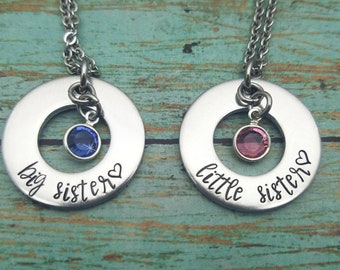 Sister Jewelry Big Sister Middle Sister Little Sister Washer Necklaces Personalized Necklaces Sister Gift Big Sis Gift Little Sister Gift