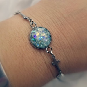 Bracelet de crémation Cendres : bijoux commémoratifs pour animal de compagnie, breloque croix en acier inoxydable