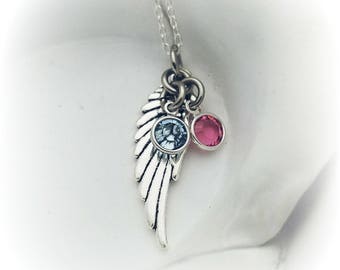 Pregnancy Loss Angel Wing Necklace - Infant Loss Jewelry - Pink and Blue Necklace - Baby Loss - Pregnancy and Infant Loss Awareness Mom Gift