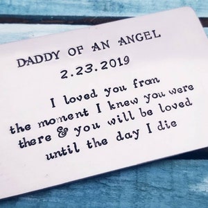 Regalo de papá de un ángel, Tarjeta de cartera personalizada, Regalo de aborto espontáneo para papá, Padre de un ángel, Regalo de marido, Regalos de pérdida de hijo para papá