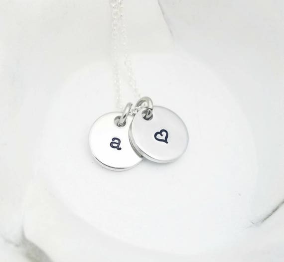 Personalized Necklace- Lowercase Initial Necklace Heart Necklace