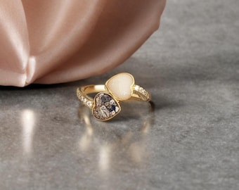 Double Heart Cremation Ring for 2 Pets