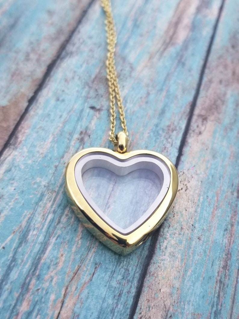 14k Gold Plated Heart Cremation Locket Necklace Clear Glass Etsy