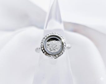 Clear Urn Ring: Stainless Steel Cremation Locket, Twisted Band