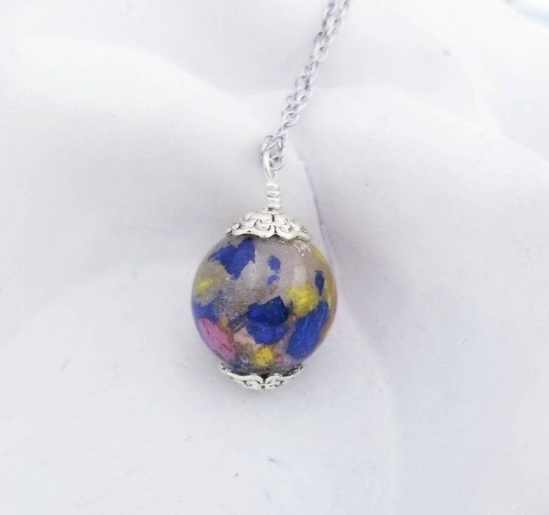 Flower Memorial Necklace Preserved Funeral Flower Necklace Etsy