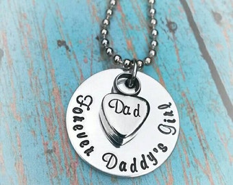 Forever Daddy's Girl Cremation Necklace: Hand Stamped Urn, Memorial Jewelry