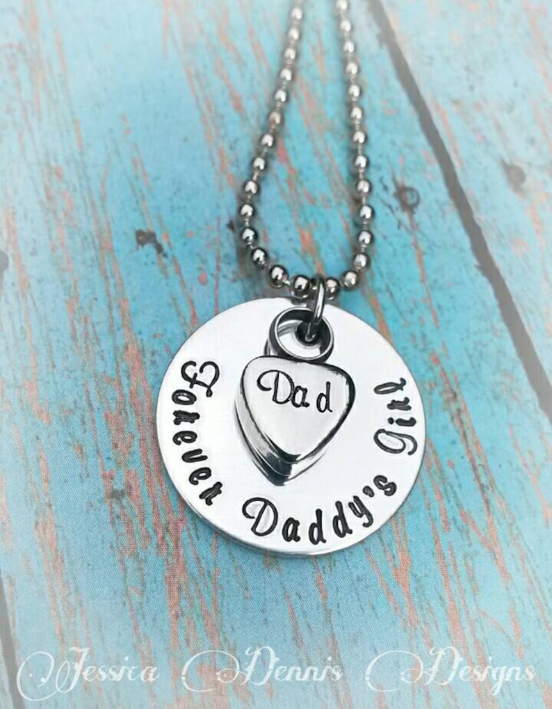 Cremation Necklace Daddy's Girl Urn Necklace Custom Made Urn necklace Heart Necklace Memorial Necklace Dad loss Sympathy Gift image 2