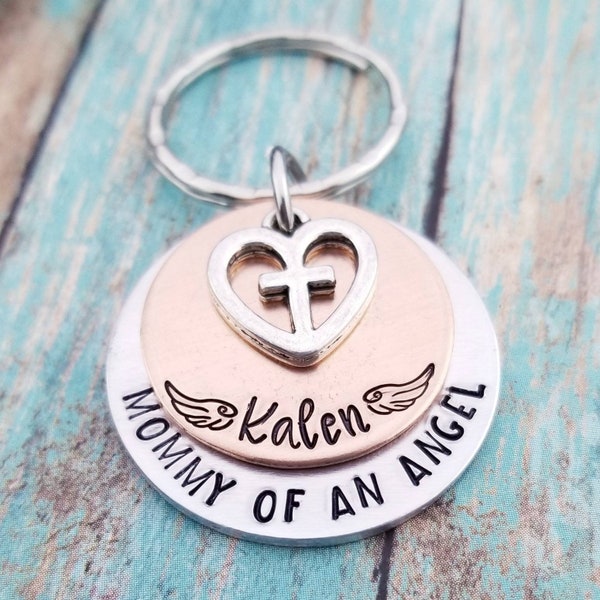 Mother of an Angel Gift  Stillborn Gift Personalized Miscarriage gift for mom Infertility Keychain Religious Memorial Gift Mommy of an angel