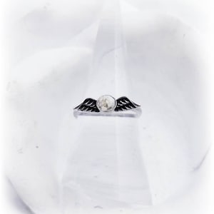 Cremation Ring - Angel Wing Ring for Pet&#39;s Ashes - Custom Memorial Ring -  Cremation Jewelry -  Ring - Cremation Pearl Ring - Pet Loss Ring
