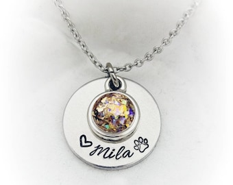 Personalized Dog Ashes Necklace: Pet Memorial Jewelry, Cremation Keepsake