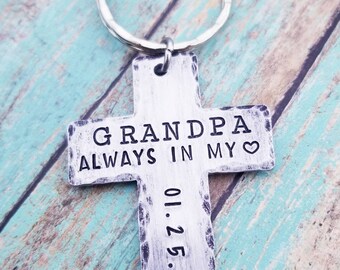 Custom Memorial Gift - Cross Key chain- Forever in my Heart Gift - Child Loss Gift - Gifts for Him -Personalized Memorial Gift-Sympathy Gift