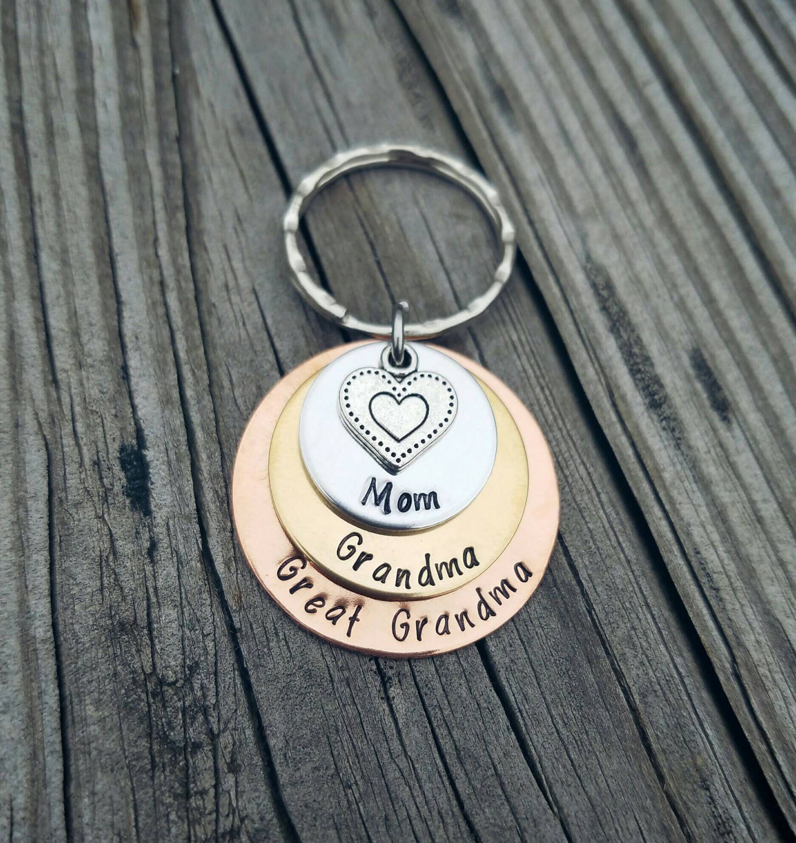 Mixed Metals 3 Disc Keychain Mom grandma Greatgrandma 3 Etsy