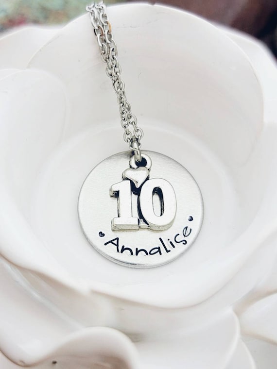 10th Birthday Gift 10 Year Old Birthday Necklace Little Girl Birthday Jewelry Party Gift Personalized Birthstone Necklace Granddaughter