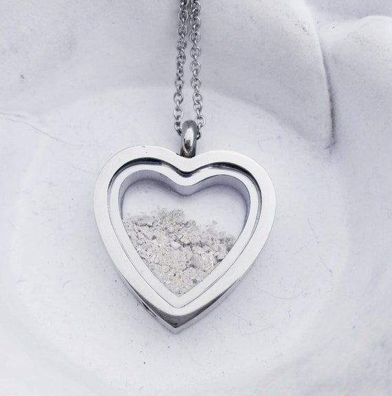 Crystal Heart Lock Necklace (Silver)