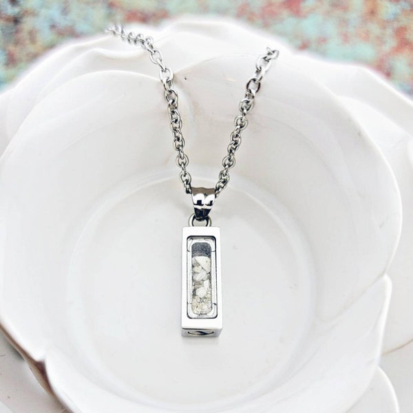 Bar Cremation Necklace- Locket Necklace Rectangle Urn Vial Clear Glass Cremation Jewelry Memorial Ring Child Loss Ring -Mom Memorial Jewelry