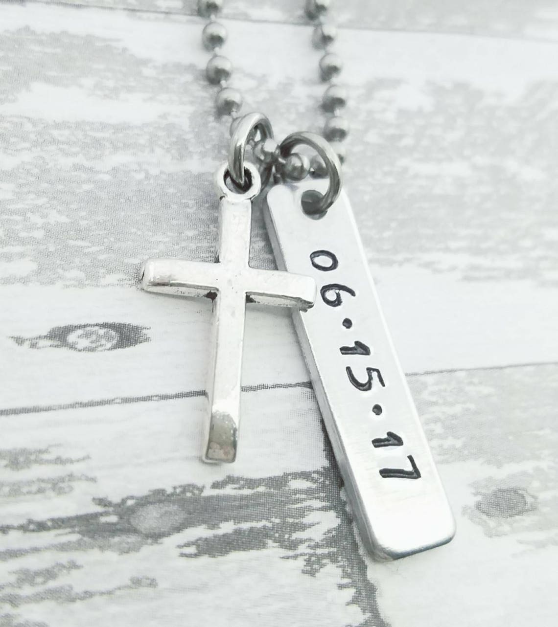 Baptism Necklace Men's Cross Necklace Custom Cross Etsy