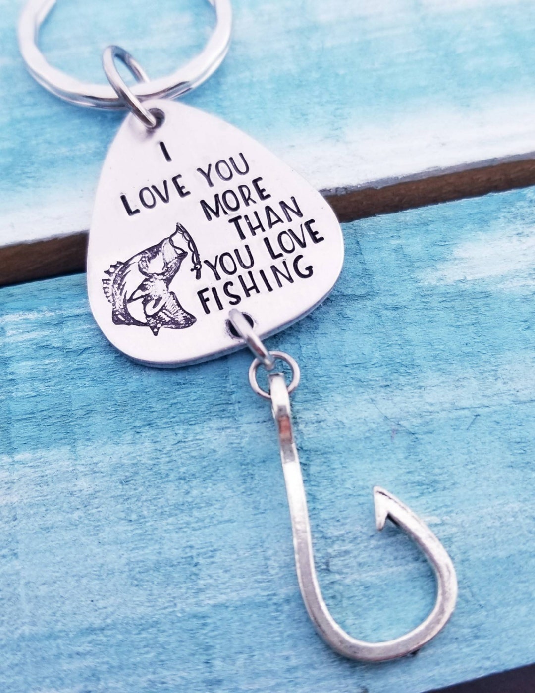 I love you more than deals you love fishing keychain