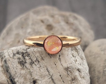 Peach Iridescent Moonstone Ring