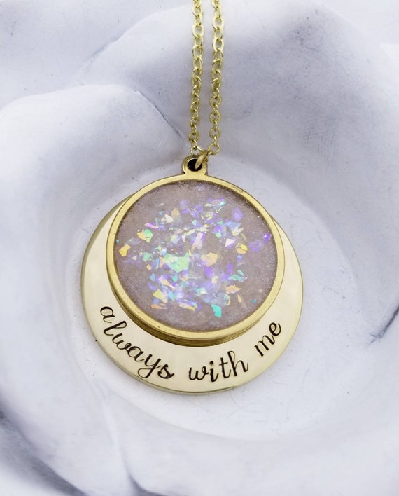 Cremation Memorial Jewelry: Gold Plated Shine Heart