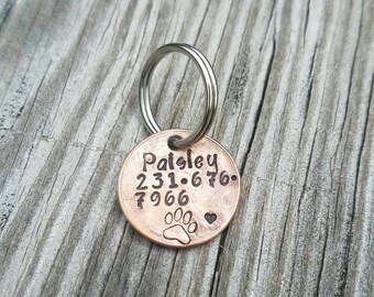 Penny Dog ID Tag - Hand Stamped Penny - Custom Made Pet ID - Pet Identification Tag - Dog Name Phone Number Tag - Pet Lost Tag