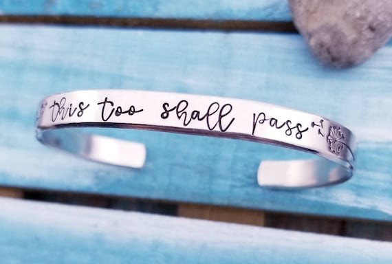 Buy SOUSYOKYOSAM Inspirational This Too Shall Pass Engraved Positive Mantra  Message Thin Bangle Bracelet at Amazon.in