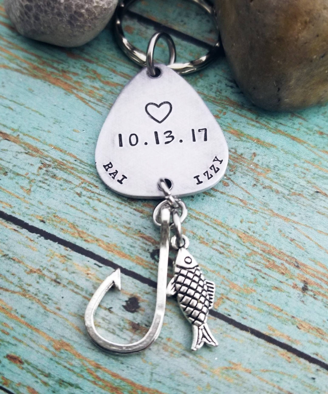 Personalized Fishing Lure Keychain Custom Gifts for Him Hand Stamped ...