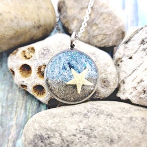 Collier de crémation en frêne pour animal de compagnie : bijoux urnes étoiles de mer nautiques