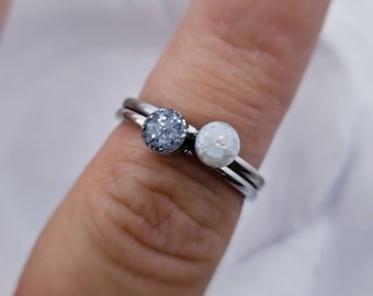 Crematiering urn stapelringen met as aangepaste 4 mm herdenkingsring crematie sieraden cremains ring crematie geboortesteen ring huisdier gedenkteken