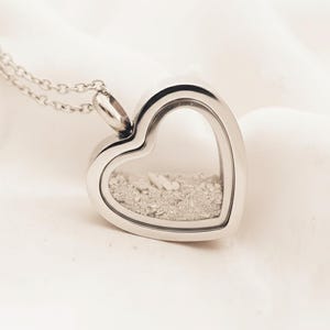 Heart Cremation Locket Necklace Clear Glass Filling Kit Included