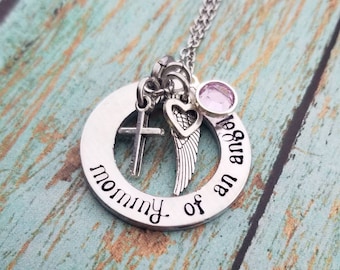 Mommy of an Angel Keepsake Necklace: Hand Stamped Memorial Jewelry