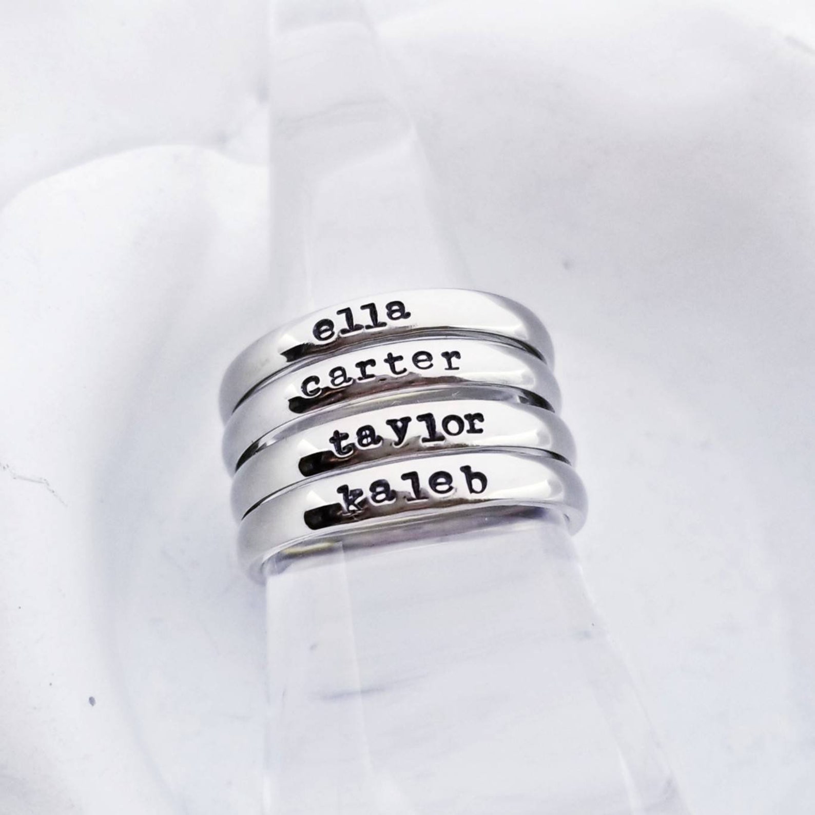 Name Ring Stainless Steel Stacking Name Rings Etsy
