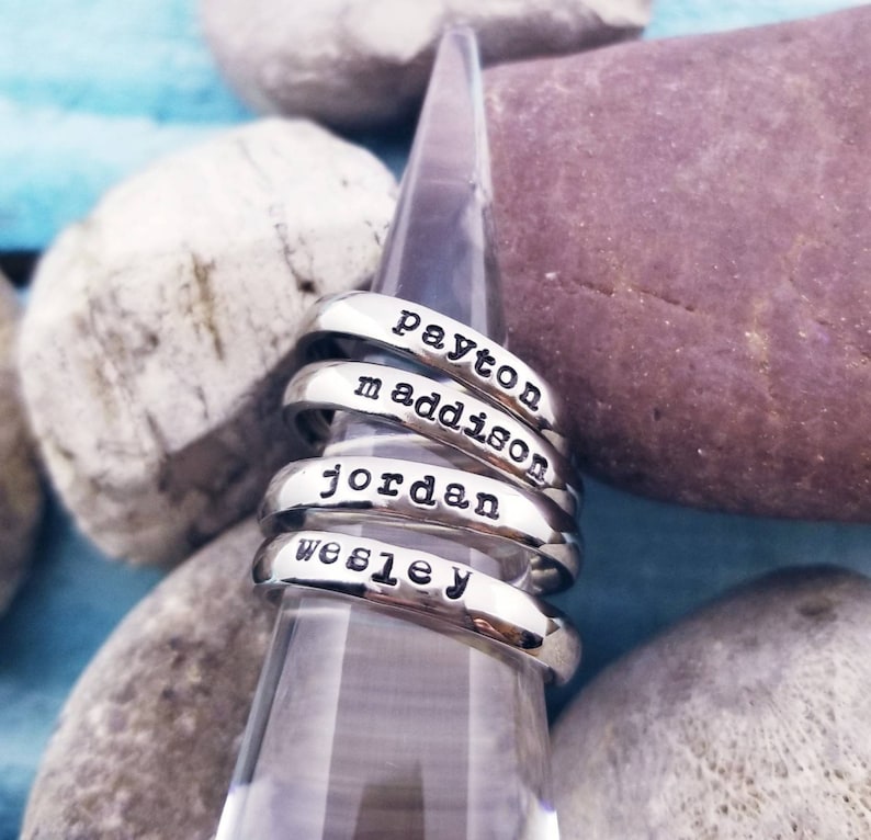 Stacking Name Rings Stainless Steel Stamped Rings Etsy