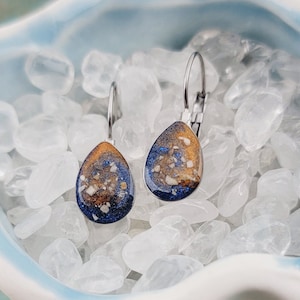 Teardrop Earrings Made with Ashes - Memorial Jewelry Cremation Jewelry - Ash Jewelry- Cremation Birthstone Ash Jewelry Pet Loss Gift Urn