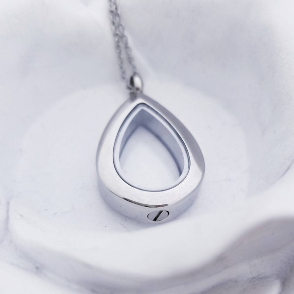 Teardrop Cremation Necklace- Cremation Locket - Urn Necklace -Cremation Jewelry Clear Urn Jewelry- Fillable Jewelry Memorial Gift- Pet Loss