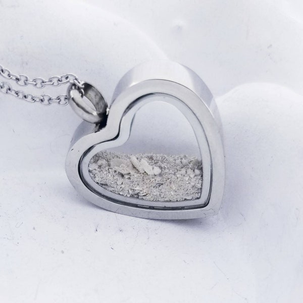 VERKOOP hart crematie medaillon HALSKETTING helder glas urn medaillon roestvrij urn ketting invulbare sieraden voor zand of as haar ketting Memorial