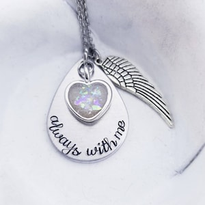 Cremation Necklace - Always with me Teardrop cremation jewelry - Pet loss Gift -Heart Cremation Jewelry- Dog Urn Necklace -Memorial Necklace