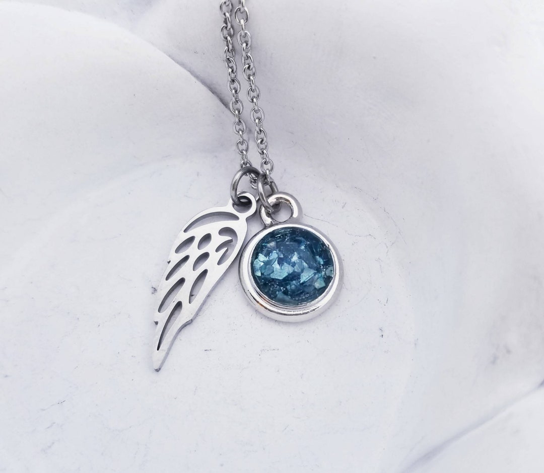 Angel Wing Cremation Necklace Pet Loss Jewelry Ash Jewelry Pet Memorial ...