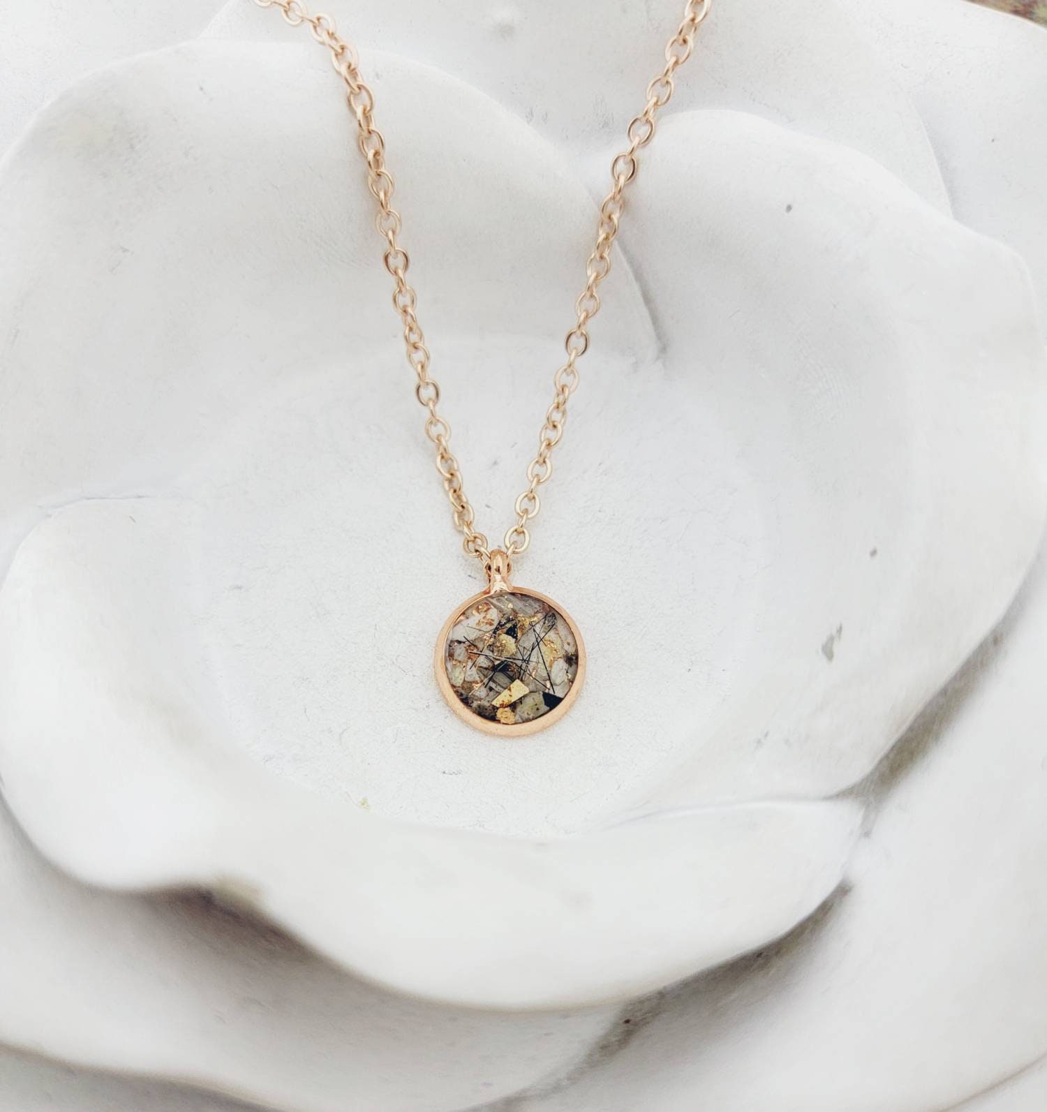 Rose Gold Cremation Necklace Pet Loss 