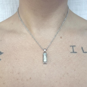 Stainless Steel Bar Cremation Necklace: Memorial Ash Locket