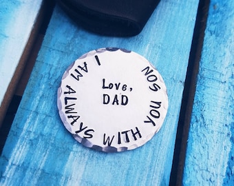 Dad Memorial Pocket Token - Ouderverliescadeau - Ik ben altijd bij je zoon. Liefs, papa Pocket Coin - papa verlies cadeau - ter nagedachtenis aan papa - op maat