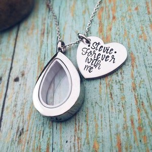 Personalized Cremation Necklace Glass Cremation Locket Teardrop Urn Necklace Cremation Jewelry Clear Urn Fillable Jewelry Memorial Gift