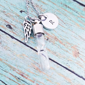 Hourglass Cremation Necklace Angel Memorial Jewelry Cremation Memorial Necklace Urn Necklace Urn Jewelry for Ashes Personalized Necklace
