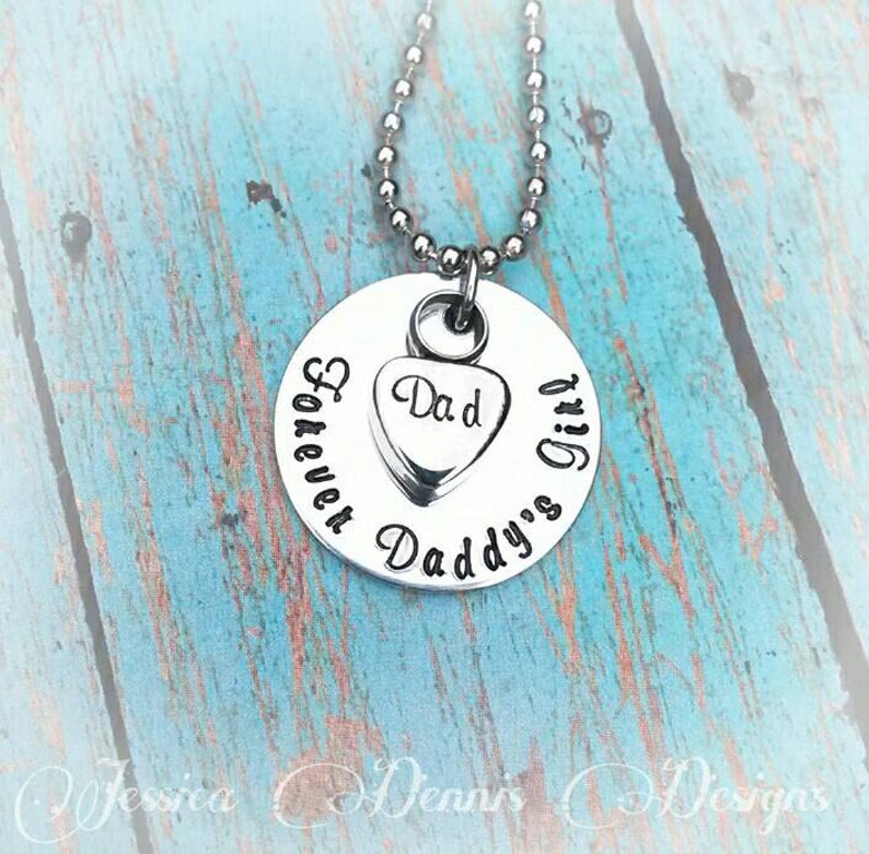 Cremation Necklace Daddy's Girl Urn Necklace Custom Made Urn necklace Heart Necklace Memorial Necklace Dad loss Sympathy Gift image 3