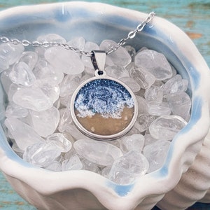 Beach Cremation Necklace Made with Pet Ashes