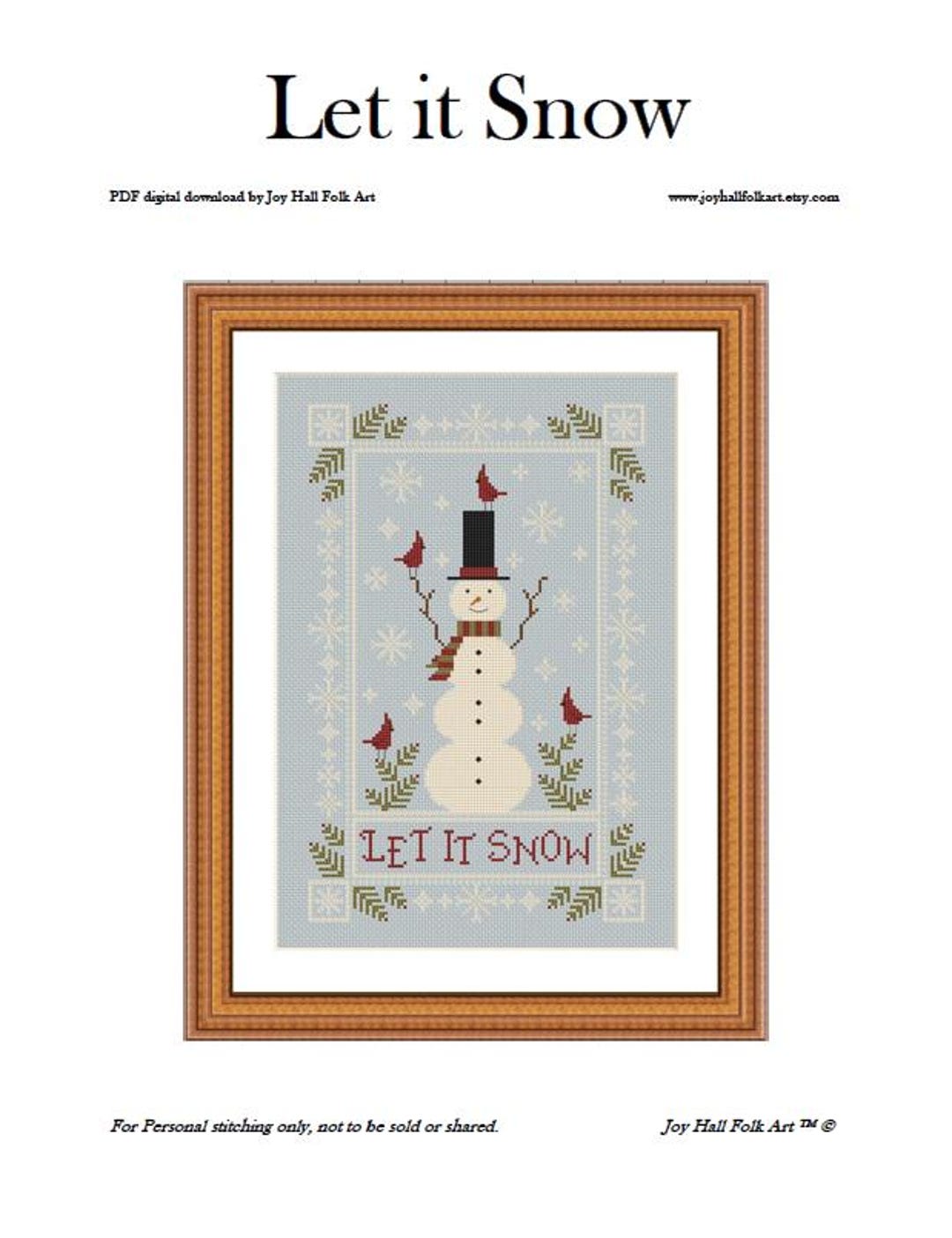 Let It Snow PDF Digital Download Cross Stitch Pattern - Etsy