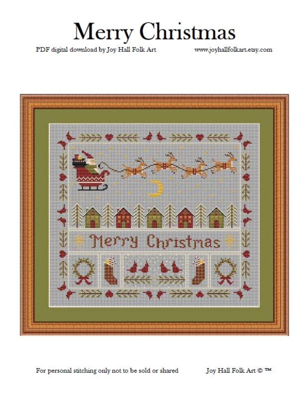 Merry Christmas Digital Download Cross Stitch Pattern - Etsy
