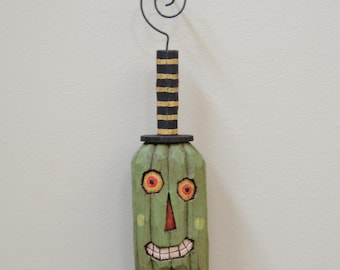 Mr Green, Primitive Folk Art Halloween Ornament