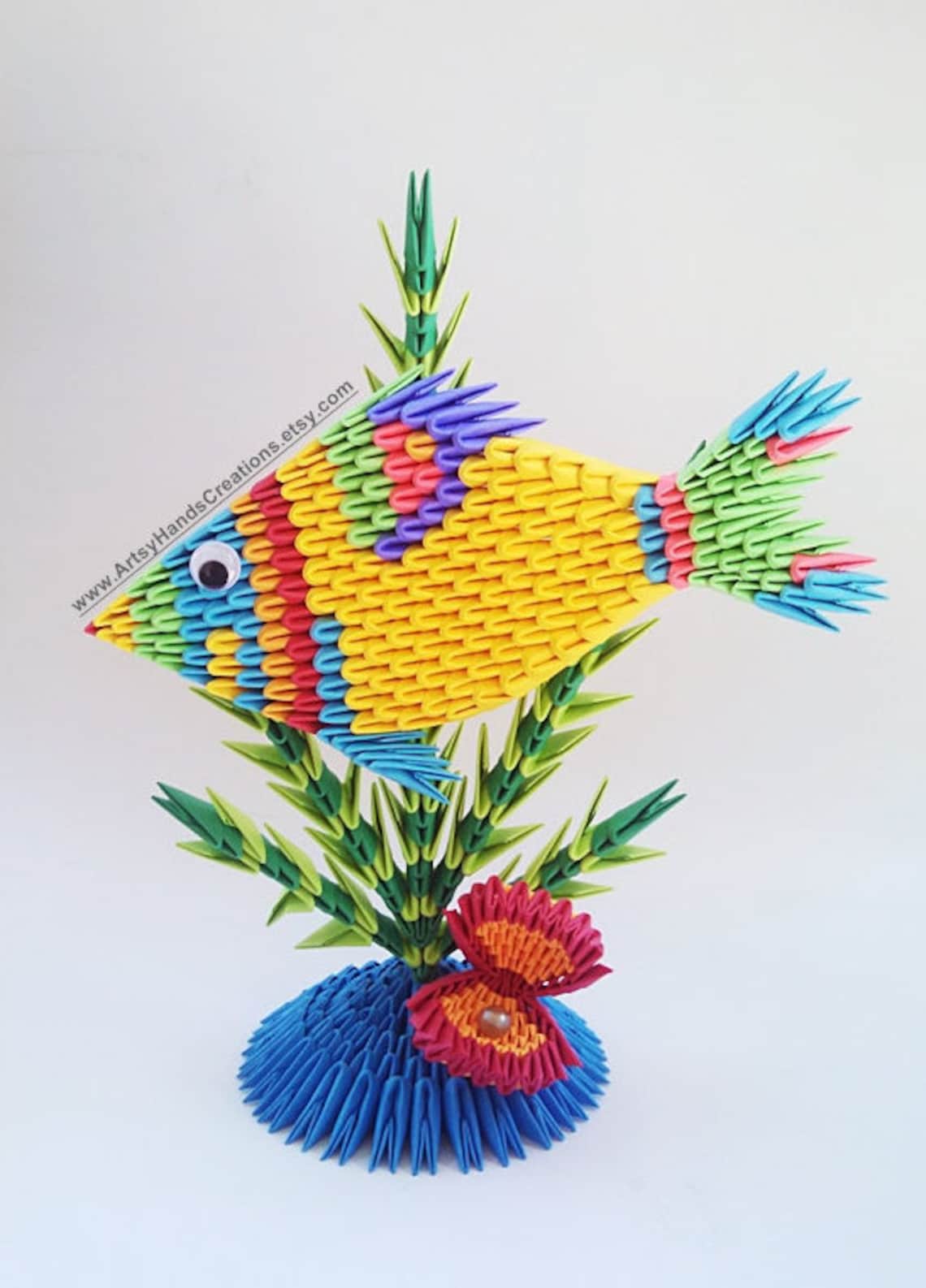 Схема модульного оригами рыбка